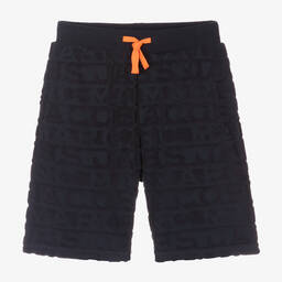 MARC JACOBS-Teen Boys Navy Blue Jacquard Logo Shorts | Childrensalon Outlet