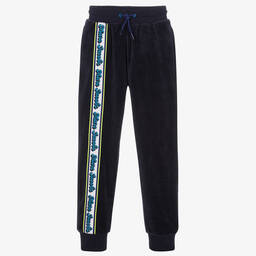 MARC JACOBS-Teen Boys Navy Blue Velour Joggers | Childrensalon Outlet