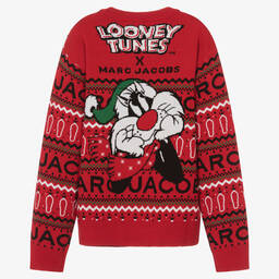 MARC JACOBS-Teen Boys Red Festive Looney Tunes Jumper | Childrensalon Outlet