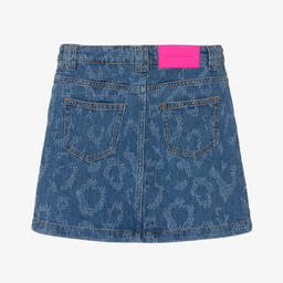 MARC JACOBS-Teen Girls Blue Denim Leopard Pattern Skirt | Childrensalon Outlet