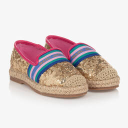 MARC JACOBS-Teen Girls Gold Sequin Espadrilles | Childrensalon Outlet