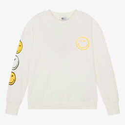 MARC JACOBS-Teen Girls Ivory Smiley Face Sweatshirt | Childrensalon Outlet