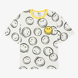 MARC JACOBS-Teen Ivory Smiley Face T-Shirt | Childrensalon Outlet
