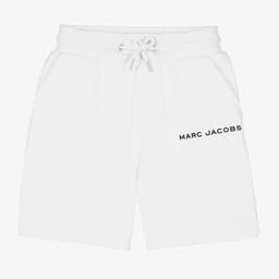 MARC JACOBS-White Cotton Logo Shorts | Childrensalon Outlet