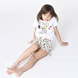 MARC JACOBS- White Jersey Peanuts Shorts | Childrensalon Outlet