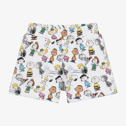 MARC JACOBS- White Jersey Peanuts Shorts | Childrensalon Outlet