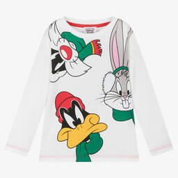 MARC JACOBS-White Organic Cotton Looney Tunes Top | Childrensalon Outlet