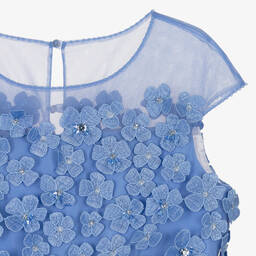 مارشيزا كيدز كوتور-فستان تافتا ومكرميه لون أزرق | Childrensalon Outlet