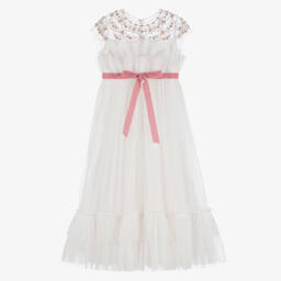 Marchesa Kids Couture-Girls Elegant White Embellished Tulle Gown | Childrensalon Outlet