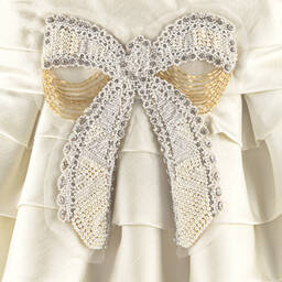 Marchesa Kids Couture-Girls Gold Satin & Beads Silk Bow Dress | Childrensalon Outlet