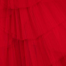 مارشيزا كيدز كوتور-فستان تول بطبقات وكسرات لون أحمر | Childrensalon Outlet