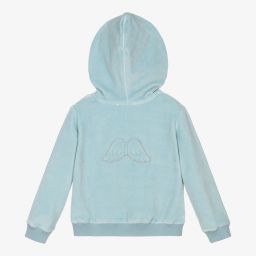 Marie-Chantal-Blue Cotton Velour Zip-Up Top | Childrensalon Outlet