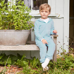 Marie-Chantal-Blue Cotton Velour Zip-Up Top | Childrensalon Outlet