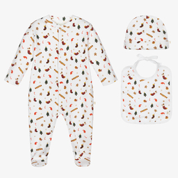 Marie-Chantal-White Festive Babygrow Set | Childrensalon Outlet