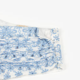 Marlo Kids-بلوزة قطنية زرقاء بنقشة زهور للبنات | Childrensalon Outlet