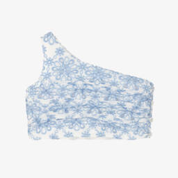 Marlo Kids-بلوزة قطنية زرقاء بنقشة زهور للبنات | Childrensalon Outlet