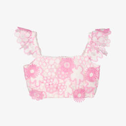 Marlo Kids-Girls Delicate Pink Floral Lace Top | Childrensalon Outlet
