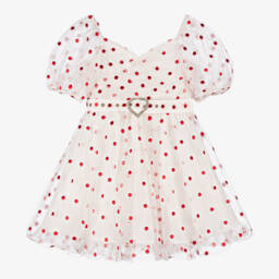 Marlo Kids-Кремовое платье из тюля с украшением в виде ромашек для девочек | Childrensalon Outlet