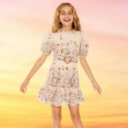 Marlo Kids-فستان وردي مطرز بالدانتيل للبنات | Childrensalon Outlet