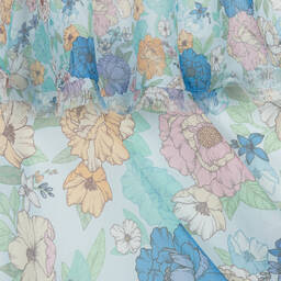 Marlo Kids-فستان ماكسي شيفون لون أزرق فاتح بطبعة ورود | Childrensalon Outlet