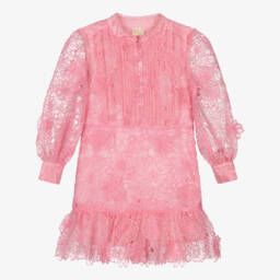 Marlo Kids-فستان بناتي وردي من الأورجانزا مزين بالزهور | Childrensalon Outlet