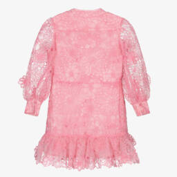 Marlo Kids-فستان بناتي وردي من الأورجانزا مزين بالزهور | Childrensalon Outlet