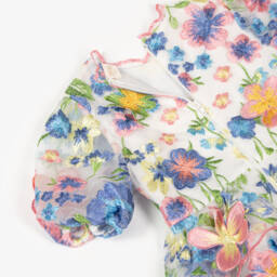 Marlo Kids-Girls Rainbow Floral Tulle Gown | Childrensalon Outlet