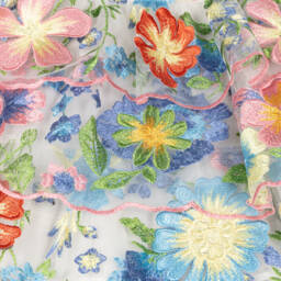 Marlo Kids-Girls Rainbow Floral Tulle Gown | Childrensalon Outlet