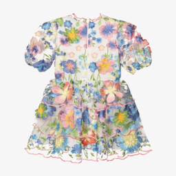 Marlo Kids-Girls Rainbow Floral Tulle Gown | Childrensalon Outlet