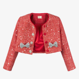 Marlo Kids-Girls Scarlet Sequined Tweed Blazer | Childrensalon Outlet