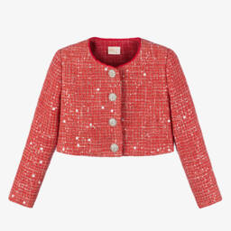 Marlo Kids-Girls Scarlet Sequined Tweed Blazer | Childrensalon Outlet