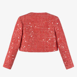 Marlo Kids-Girls Scarlet Sequined Tweed Blazer | Childrensalon Outlet