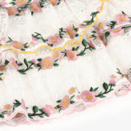 Marlo Kids-Юбка белая кружевная с цветочной вышивкой для девочек | Childrensalon Outlet