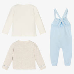 Mayoral Newborn-3 Piece Baby Dungaree Set | Childrensalon Outlet