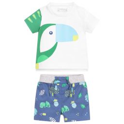 Mayoral Newborn-Baby Blue & White Shorts Set | Childrensalon Outlet