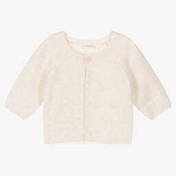 Mayoral-Baby Boys Beige Cotton & Wool Knit Cardigan | Childrensalon Outlet