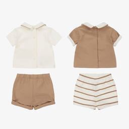 Mayoral-Baby Boys Beige & Ivory Shorts Set (2 Pack) | Childrensalon Outlet