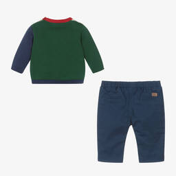 مايورال-طقم بنطلون قطن مستدام محبوك كحلي وبيج للمواليد | Childrensalon Outlet