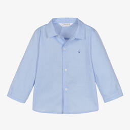 Mayoral-Baby Boys Blue Cotton Bow-Tie Shirt | Childrensalon Outlet