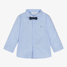 Mayoral-Baby Boys Blue Cotton Bow-Tie Shirt | Childrensalon Outlet