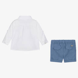 Mayoral-Рубашка и синие шорты из хлопка и льна | Childrensalon Outlet