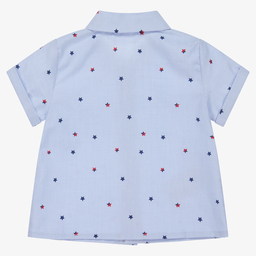 مايورال Newborn-قميص قطن بوبلين لون أزرق للمواليد | Childrensalon Outlet