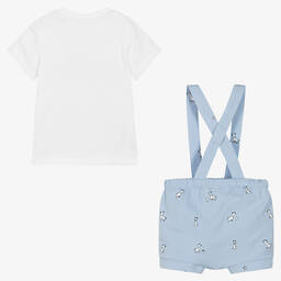 Mayoral-طقم شورت قطن مستدام جيرسي لون أزرق وأبيض | Childrensalon Outlet