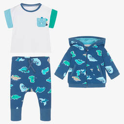 مايورال-طقم تراكسوت قطن مستدام جيرسي لون أزرق للمواليد | Childrensalon Outlet