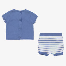 Mayoral-طقم شورت قطن مستدام محبوك لون أزرق للمواليد | Childrensalon Outlet