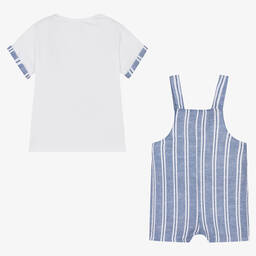 Mayoral-Топ и голубой полукомбинезон из хлопка и льна | Childrensalon Outlet