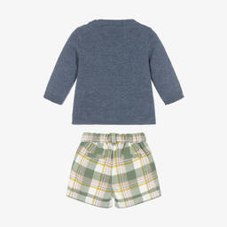 Mayoral Newborn-طقم شورت وتوب قطن لون أزرق للمواليد | Childrensalon Outlet