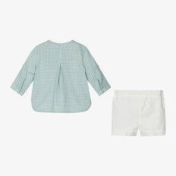 Mayoral-Зеленая рубашка в клетку и шорты из хлопка для малышей | Childrensalon Outlet