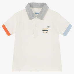 Mayoral-Baby Boys Ivory Campervan Polo Shirt | Childrensalon Outlet