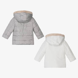 Mayoral Newborn-Baby Boys Ivory Reversible Coat | Childrensalon Outlet